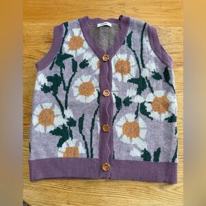 Aelfric Eden Purple Floral Cardigan Vest